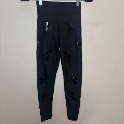 Ultracor Leggings Women's Extra Small Black Shiny Lightening Bolt Athletic